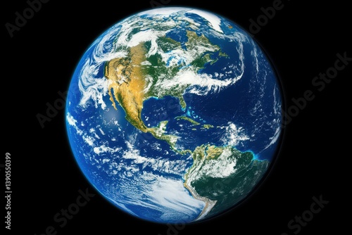 Detailed slow movement over planet Earth showcasing continents and cloud formations, Beautiful and detailed slow camera move of planet earth in space in