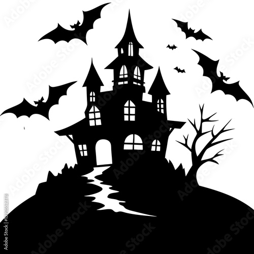 Spooky haunted house vector bundle for Halloween cards, t-shirts, invitations, and printable designs.