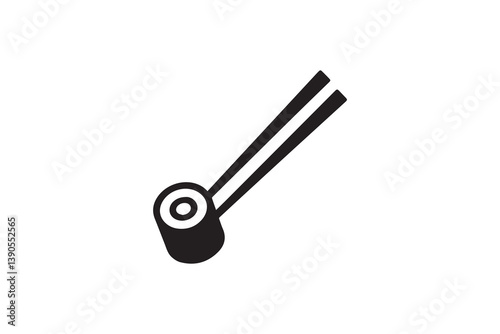 Symbol of simple sushi stick silhouette in a simple, minimalist vector on a white background