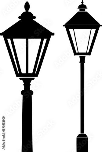 Street lamp vector and Silhouette of unique street lamp art collection