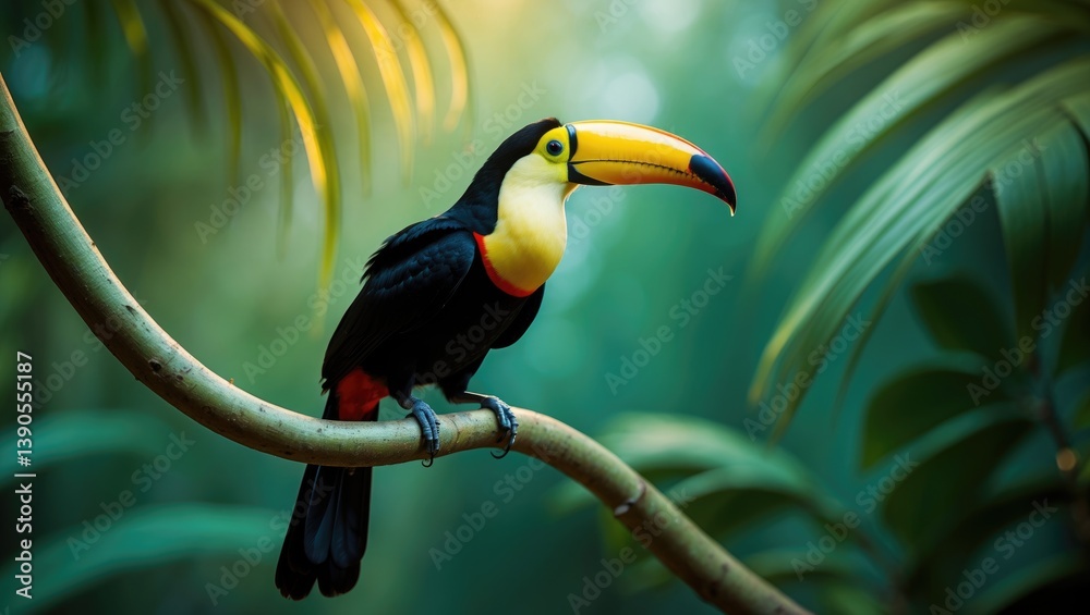 Fototapeta premium Toco toucan perched on a tree branch.