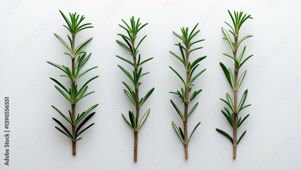 Fototapeta premium View from above of Rosemary set against a white background.
