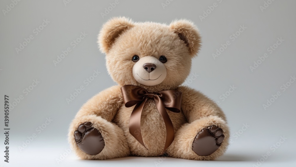 Obraz premium Toy teddy bear placed on a white background.