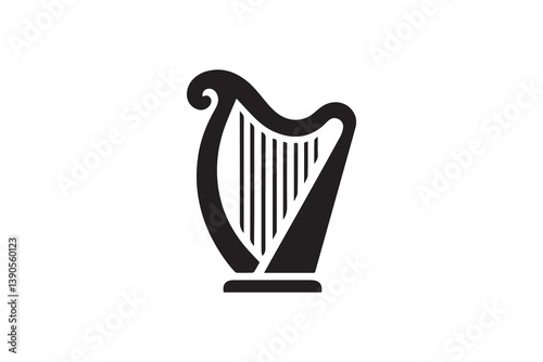 simple harp silhouette icon vector isolated in white background