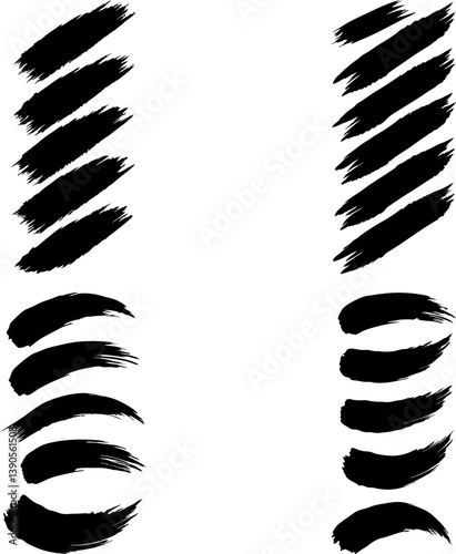 Ink brush strokes vector and Silhouette of brush stroke art collection