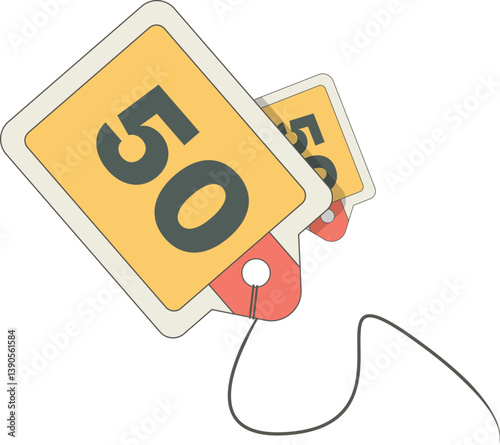 Number 50 Tag: Simple Vector Price Tags