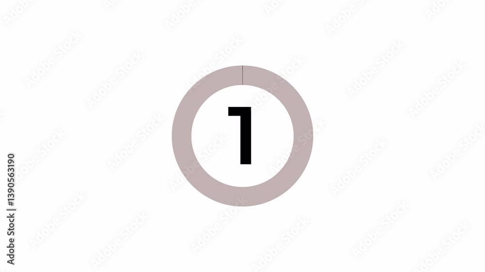 Five second countdown animation from 5 seconds to 0 seconds on a transparent background, five second countdown timer with alpha channel, Countdown 

