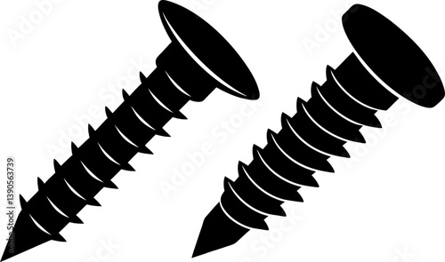 Screw icon vector and Silhouette of work tools art collection