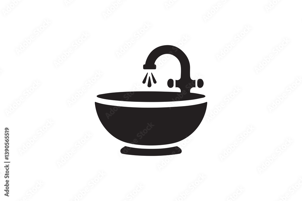 Symbol of simple sink silhouette in a simple, minimalist vector on a white background Symbol of simple sink silhouette in a simple, minimalist vector on a white background