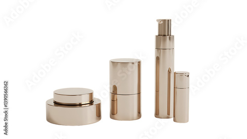 Isolated Gold Cosmetic Jars