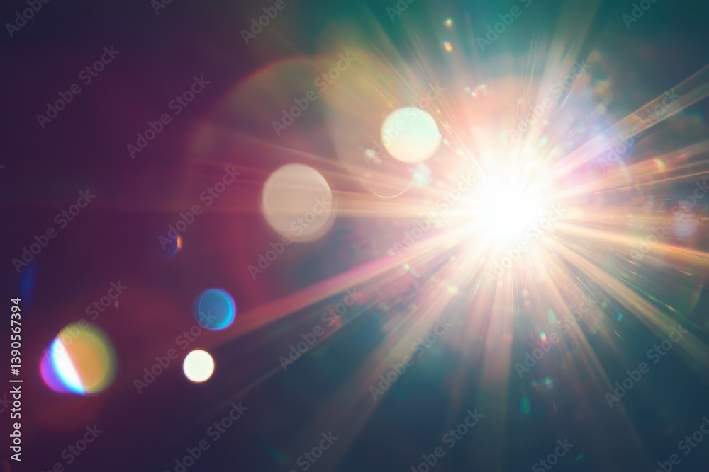 Fototapeta premium Realistic seamless lens flare element brightening a dark background, Seamless ing lens flare element realistic