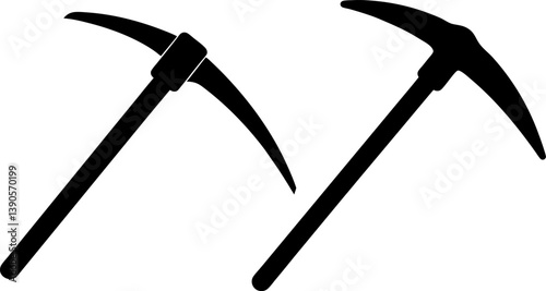 Pickaxe vector and Silhouette of pickaxe set art collection
