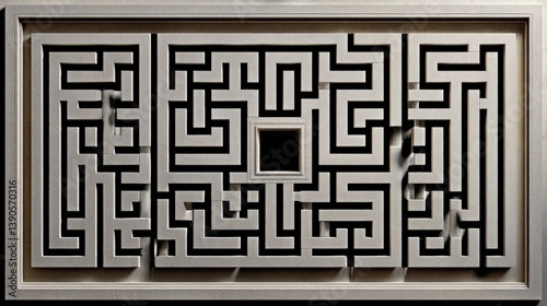 Framed Maze Design with Central Square Opening