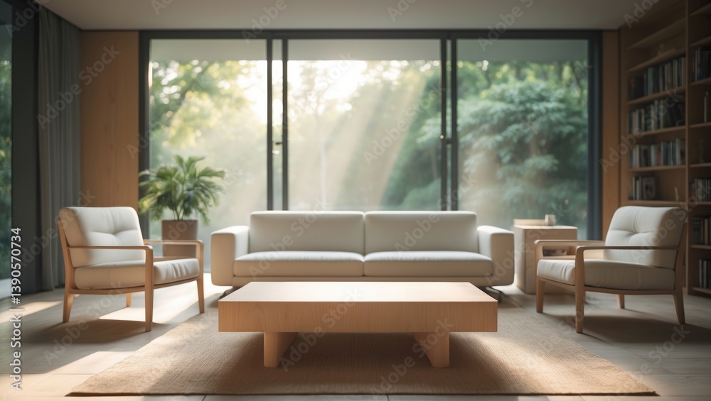 Fototapeta premium Empty living room featuring furniture