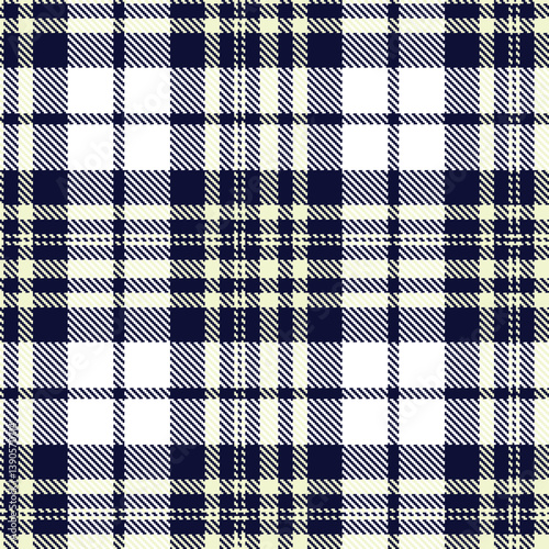 Contemporary Seamless Tartan featuring Dusty dark navy and Light eggshell Fabric Design