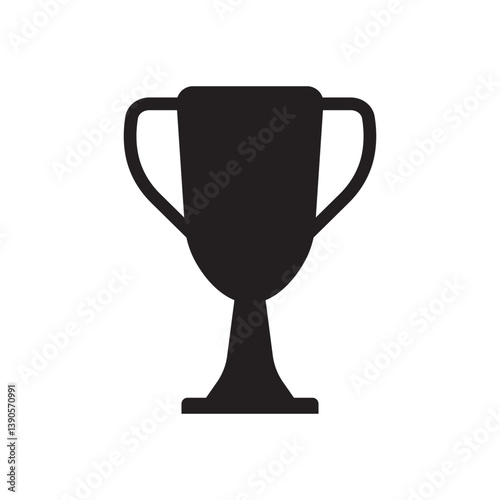 Black trophy icon in flat design, perfect for illustrating success, competition, or achievement. Suitable for sports, business awards, educational milestones, or game winning notifications.