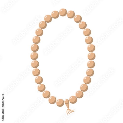 Prayer Beads Flat Illustration. Clean Icon Design Element on Isolated White Background
