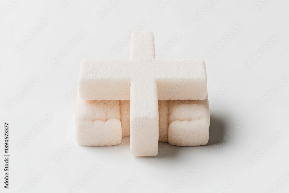 Stacked,cream-colored,squarecandyinaplusshape Stacked,cream-colored,squarecandyinaplusshape