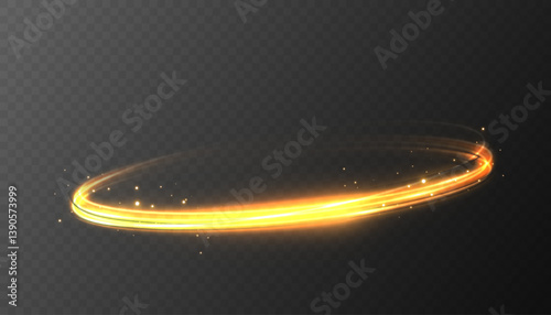 Abstract luxury golden ring with radiant light effects and glowing sparkles. A high-quality vector illustration featuring a luminous gold circle, perfect for branding and product displays