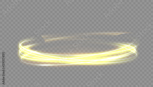 Abstract luxury golden ring with radiant light effects and glowing sparkles. A high-quality vector illustration featuring a luminous gold circle, perfect for branding and product displays