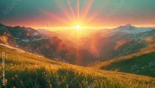 Sunrise over the mountains.
