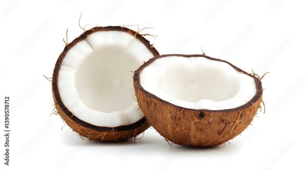 Round Coconut with Cracked Open Half Round Coconut with Cracked Open Half