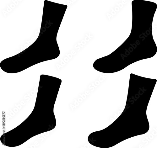 Sock set vector and Silhouette of black sock art collection