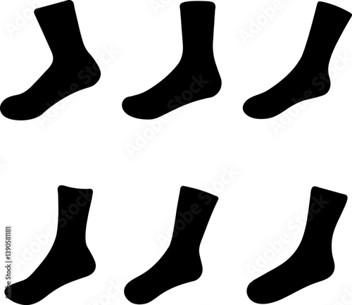 Sock set vector and Silhouette of black sock art collection
