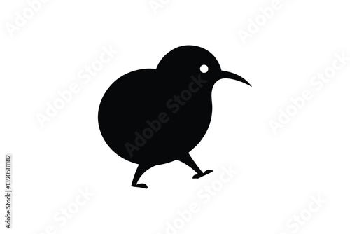 simple Kiwi bird silhouette icon vector isolated in white background