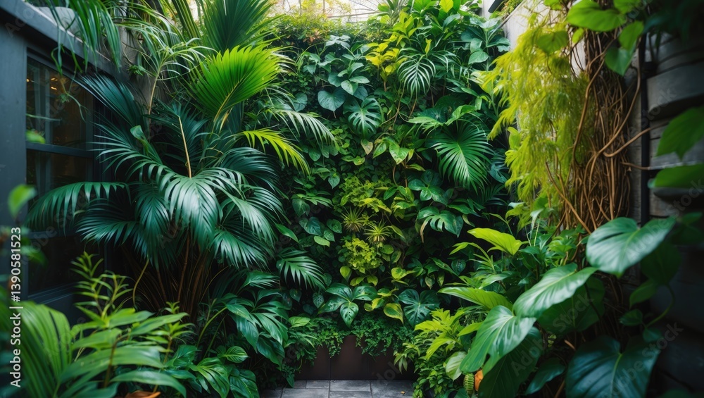 Fototapeta premium Vertical garden in an urban outdoor space.