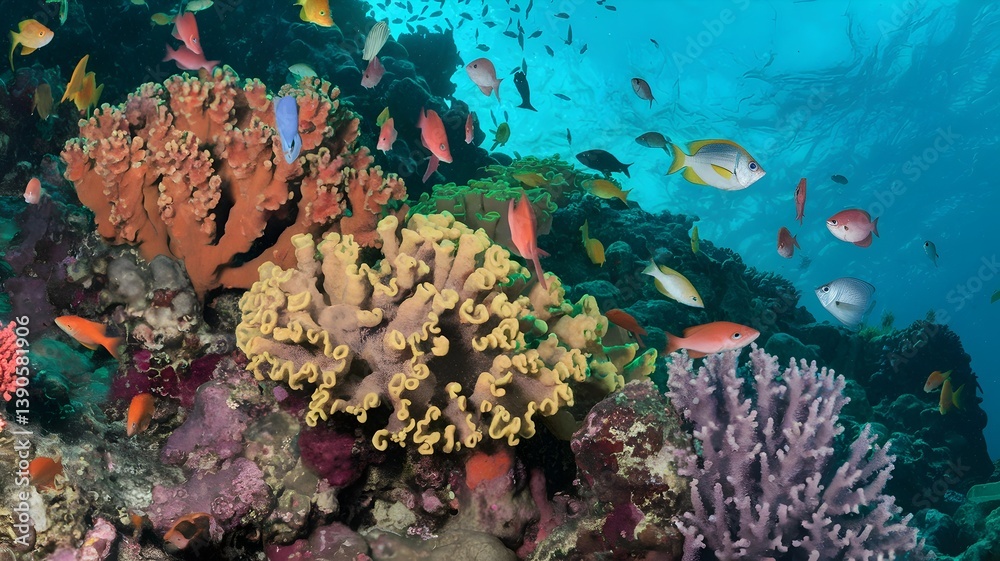 Fototapeta premium Thriving Coral Garden with Diverse Marine Fish