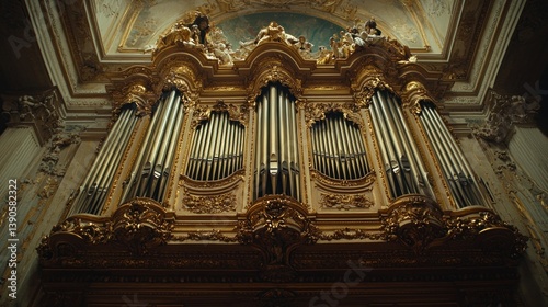 Ornate church pipe organ