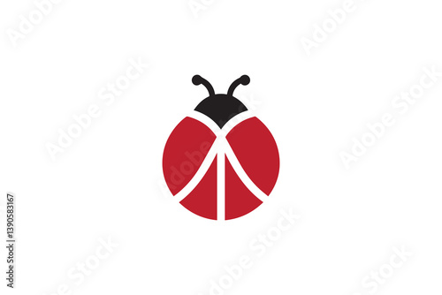 Symbol of simple Lady bug icon silhouette in a simple, minimalist vector on a white background