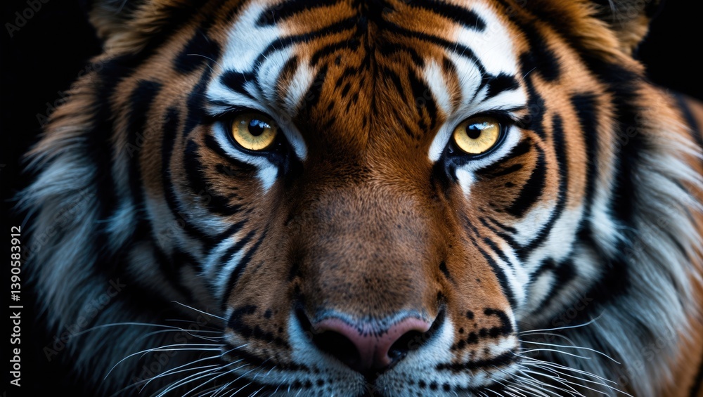 Tiger face against a black background Tiger face against a black background