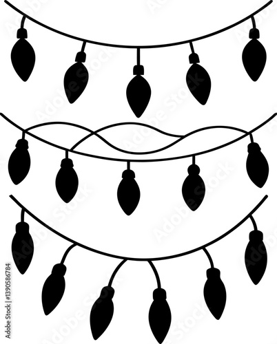 Holiday lights vector and Silhouette of light art collection