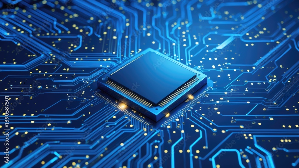 Blue circuit board serving as an abstract technological backdrop Blue circuit board serving as an abstract technological backdrop