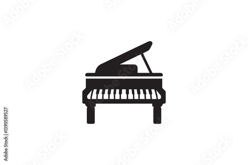 Symbol of simple Piano icon silhouette in a simple, minimalist vector on a white background
