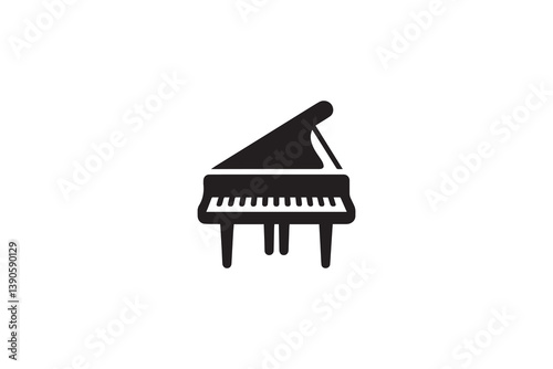 Symbol of simple Piano icon silhouette in a simple, minimalist vector on a white background