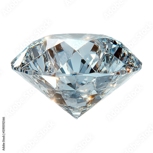 Sparkling Diamond Gemstone with Facets on Transparent Background Detail Isolated, cut out.