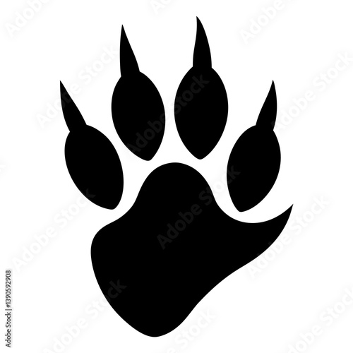 Animal Paw Print Silhouette Clipart Simple Black Vector Icon

