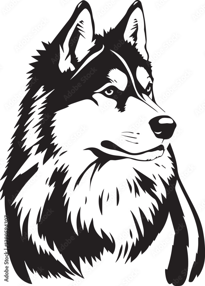 Husky dog. Hand drawn vector illustration Husky dog. Hand drawn vector illustration