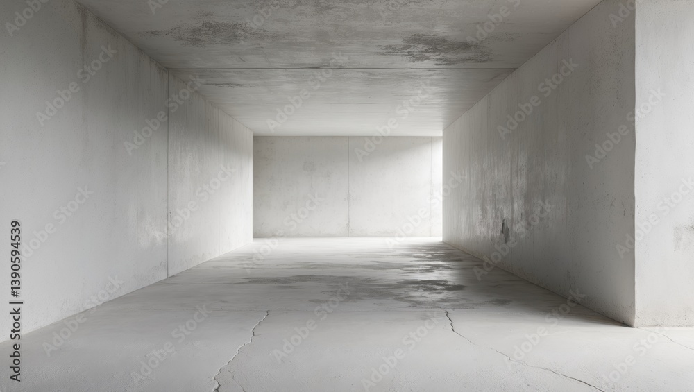 Concrete-walled empty room with an abstract white design Concrete-walled empty room with an abstract white design