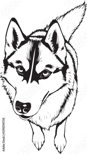 Husky dog. Hand drawn vector illustration