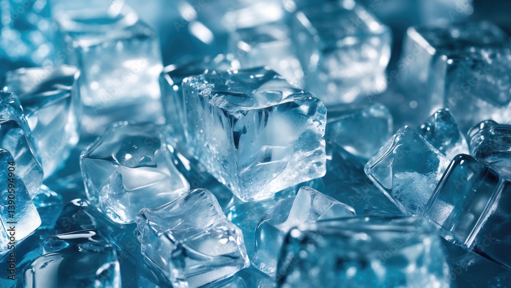 Detailed closeup of transparent ice cubes, ideal for a refreshing drink promotion or as a cool backdrop. Detailed closeup of transparent ice cubes, ideal for a refreshing drink promotion or as a cool backdrop.