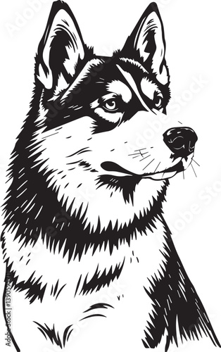 Husky dog. Hand drawn vector illustration