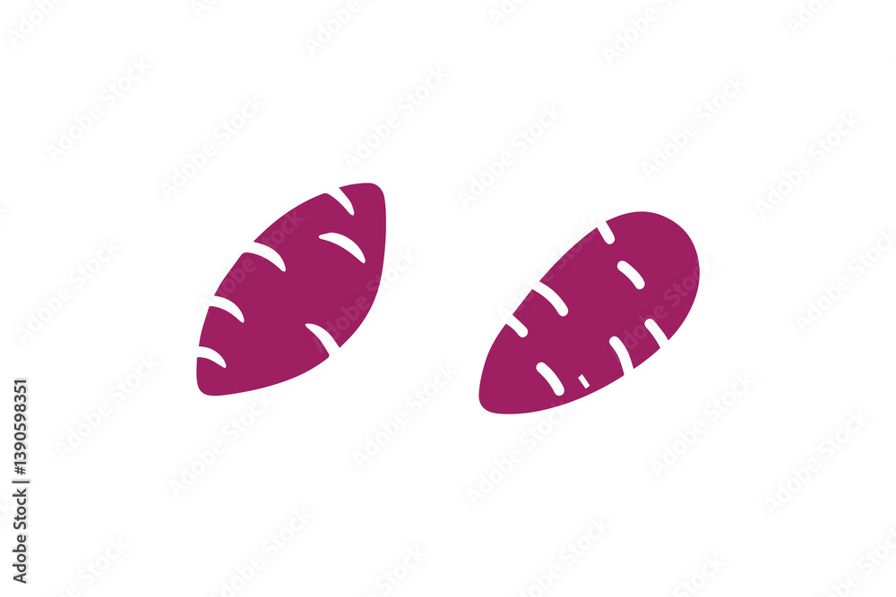 Symbol of simple Sweet Potato icon silhouette in a simple, minimalist vector on a white background Symbol of simple Sweet Potato icon silhouette in a simple, minimalist vector on a white background