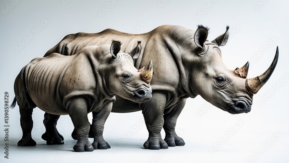 Obraz premium white rhinos alone on a plain background