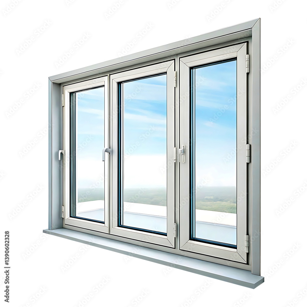 Modern Triple-Pane Window with Scenic View Modern Triple-Pane Window with Scenic View