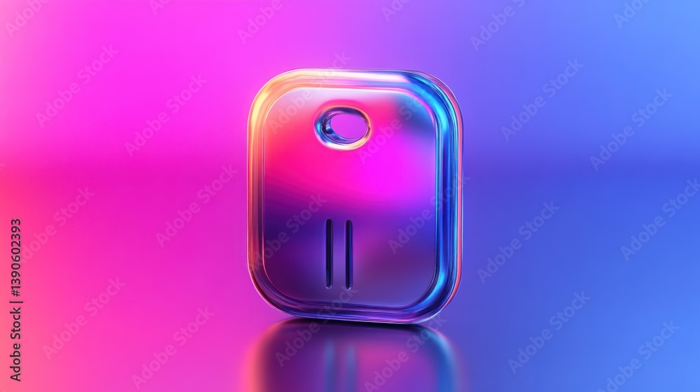 Futuristic 3D Icon with Gradient Colors and Reflective Surface Perfect for Technology Design Futuristic 3D Icon with Gradient Colors and Reflective Surface Perfect for Technology Design