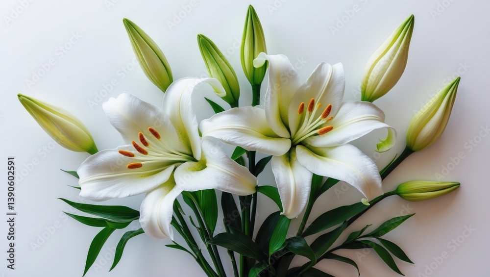 Fototapeta premium White Lily bouquet isolated on a background for decoration and card use.